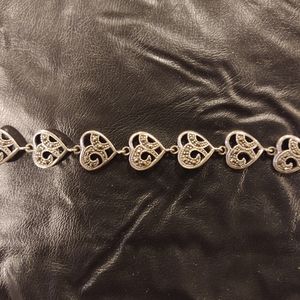Marcasite silver heart bracelet 7 1/2"